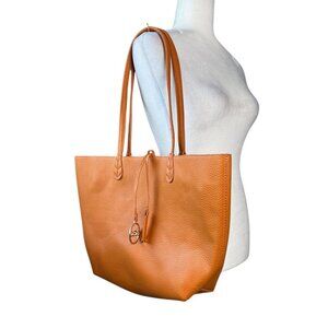 BCBG MAXAZRIA Tote Bag Womens Leather Handbag Purse Large Tan Orange OS